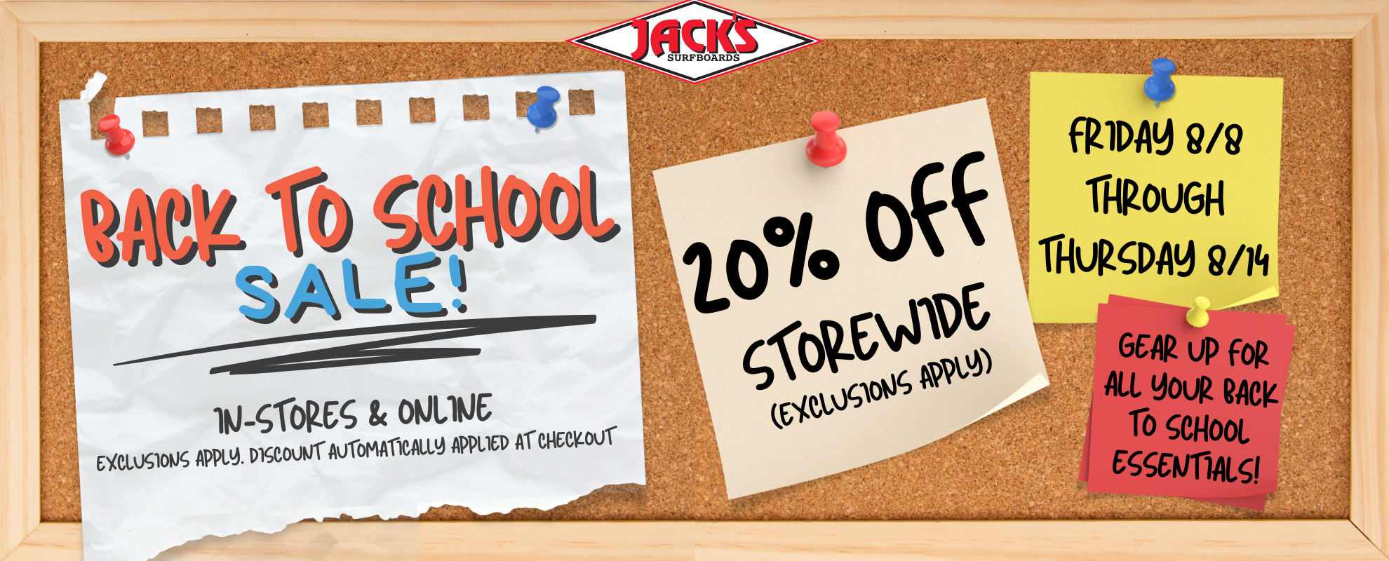 Back to School Sale – 20% Off Storewide at Jack's Surfboards!