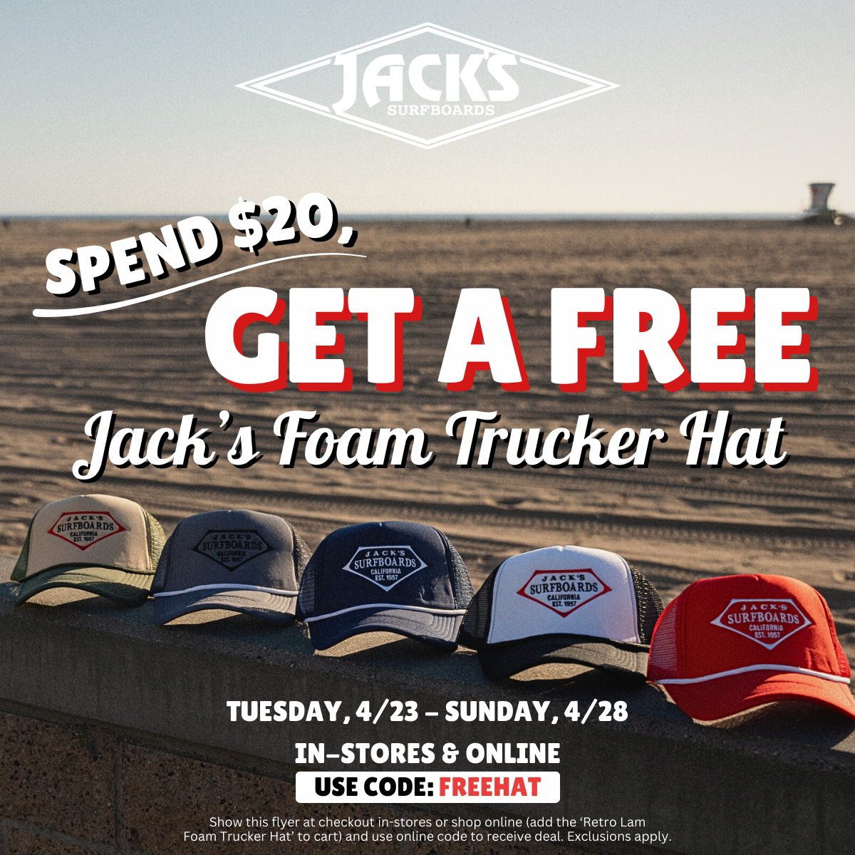 Spend $20, get a FREE Jack's Foam Trucker Hat