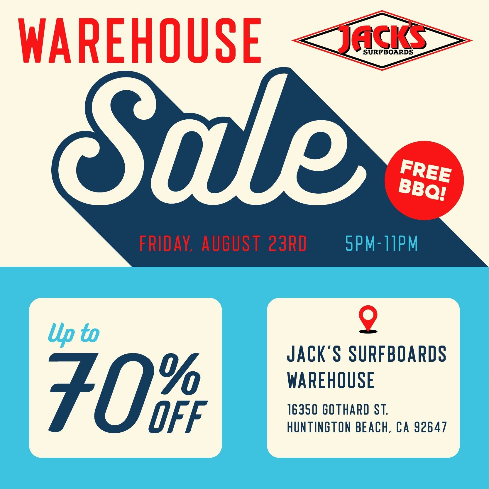 WAREHOUSE SALE - Friday, 8/23 | Jack's Surfboards