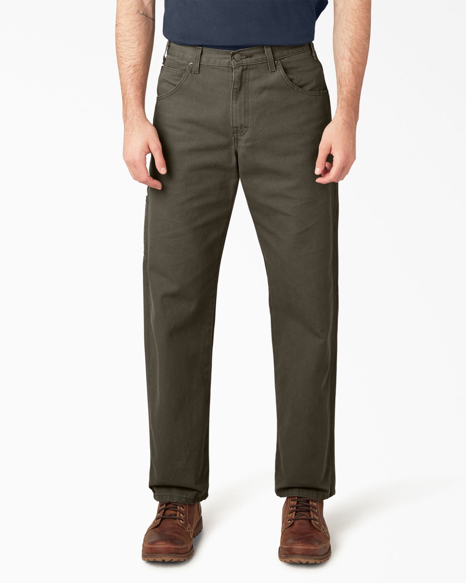 Relaxed Fit Heavyweight Duck Carpenter Pants - Rinsed Moss Green