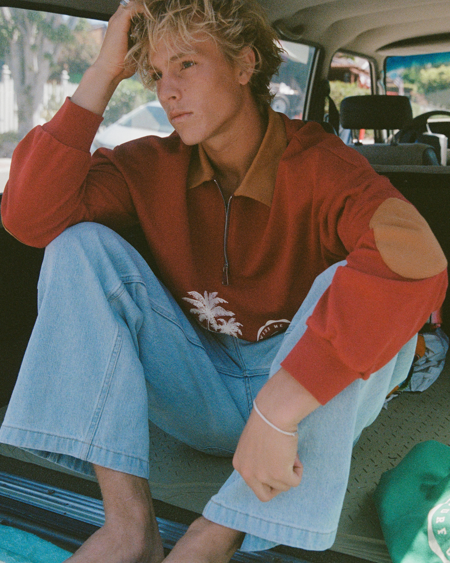 Lucky Shore Quarter Zip Polo Sweatshirt - Burgundy