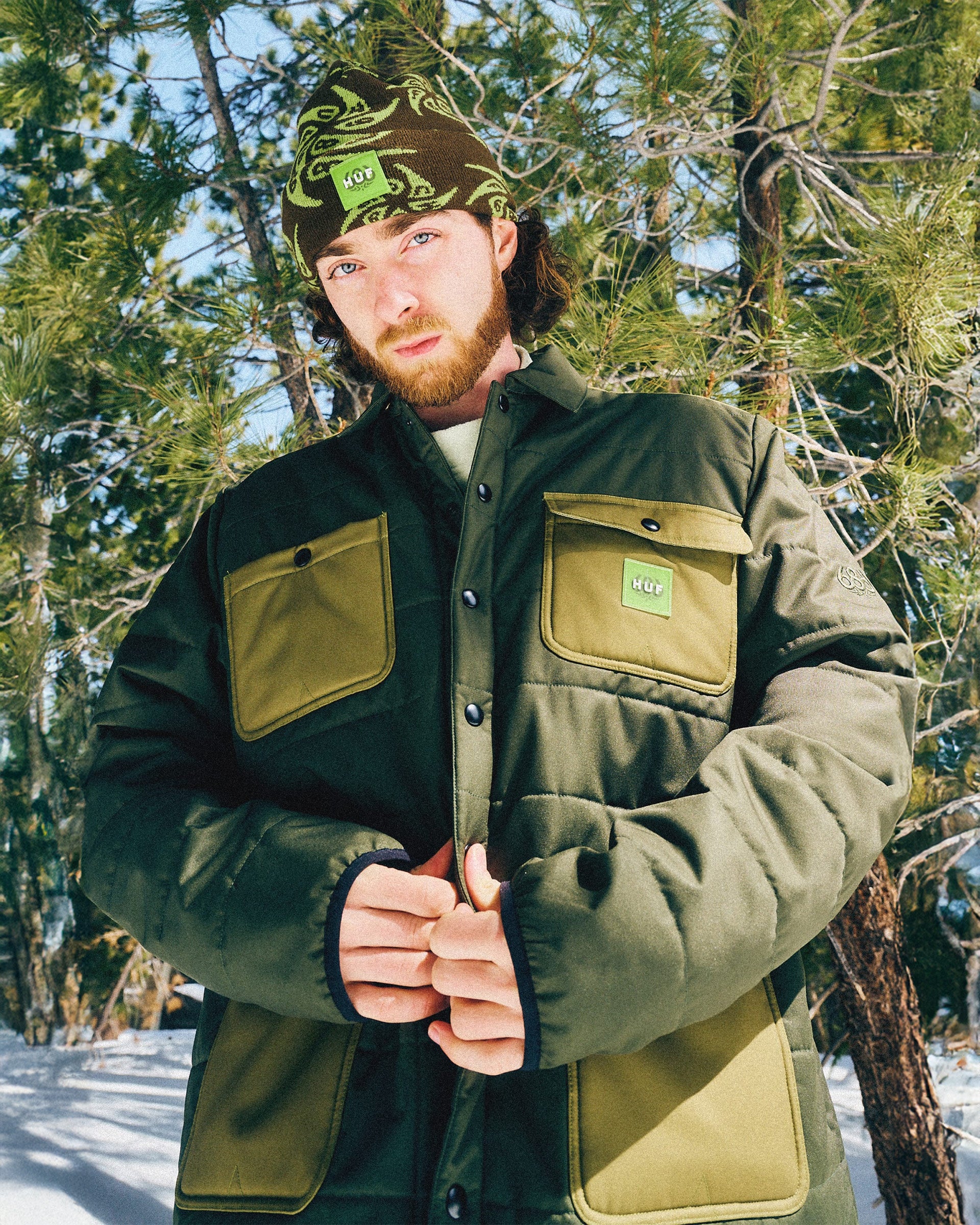 HUF Puffer Insulated Jacket - Dark Green Colorblock – Jack's