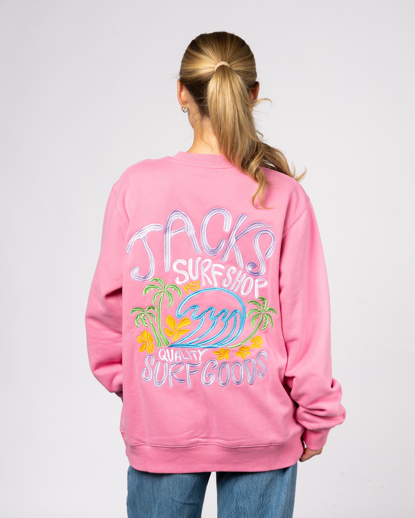 Paradise Embroidered Crewneck Sweatshirt - Pink – Jack's Surfboards