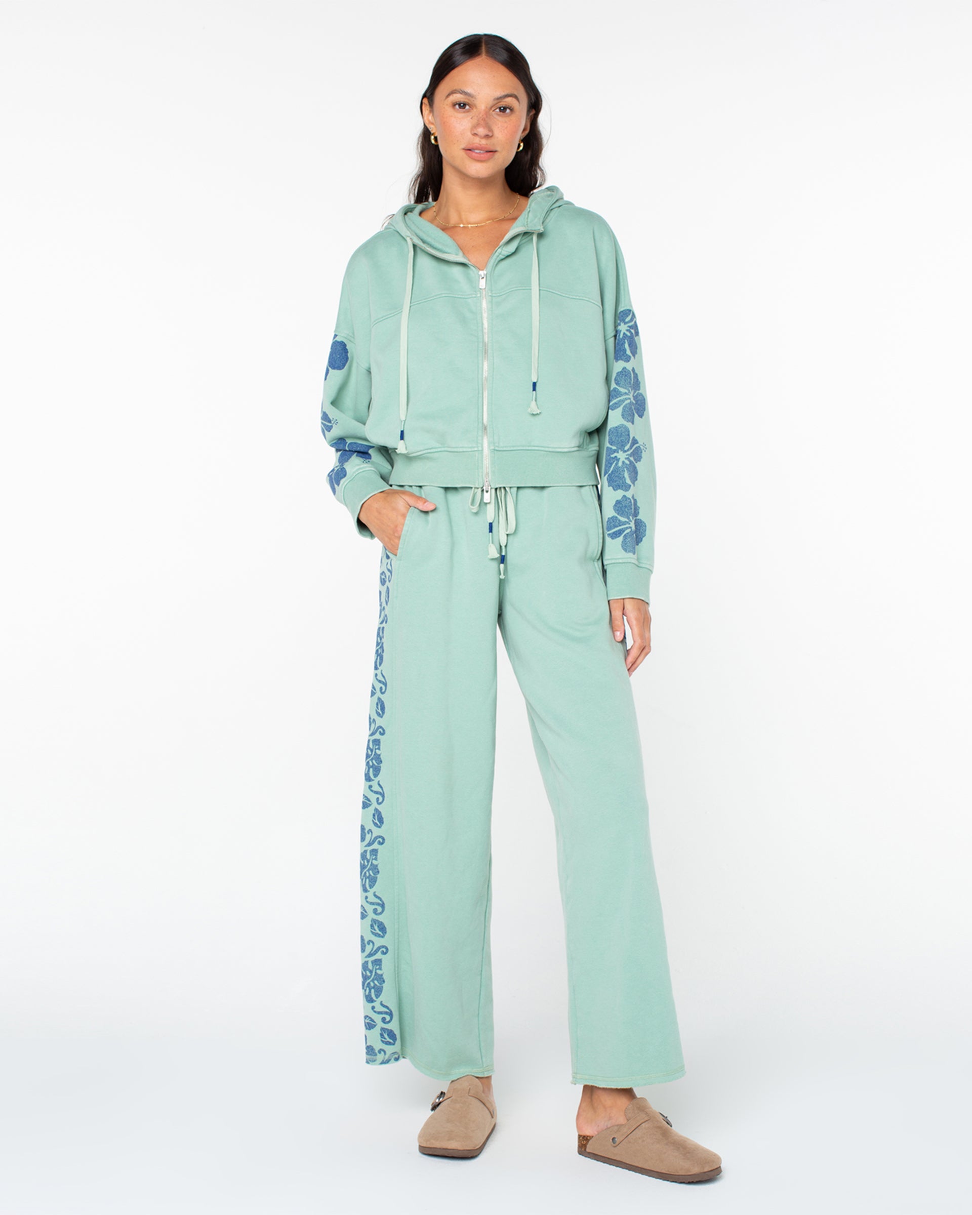 Fringing Reefs Zip-Up Hoodie - Granite Green Fringing Reefs