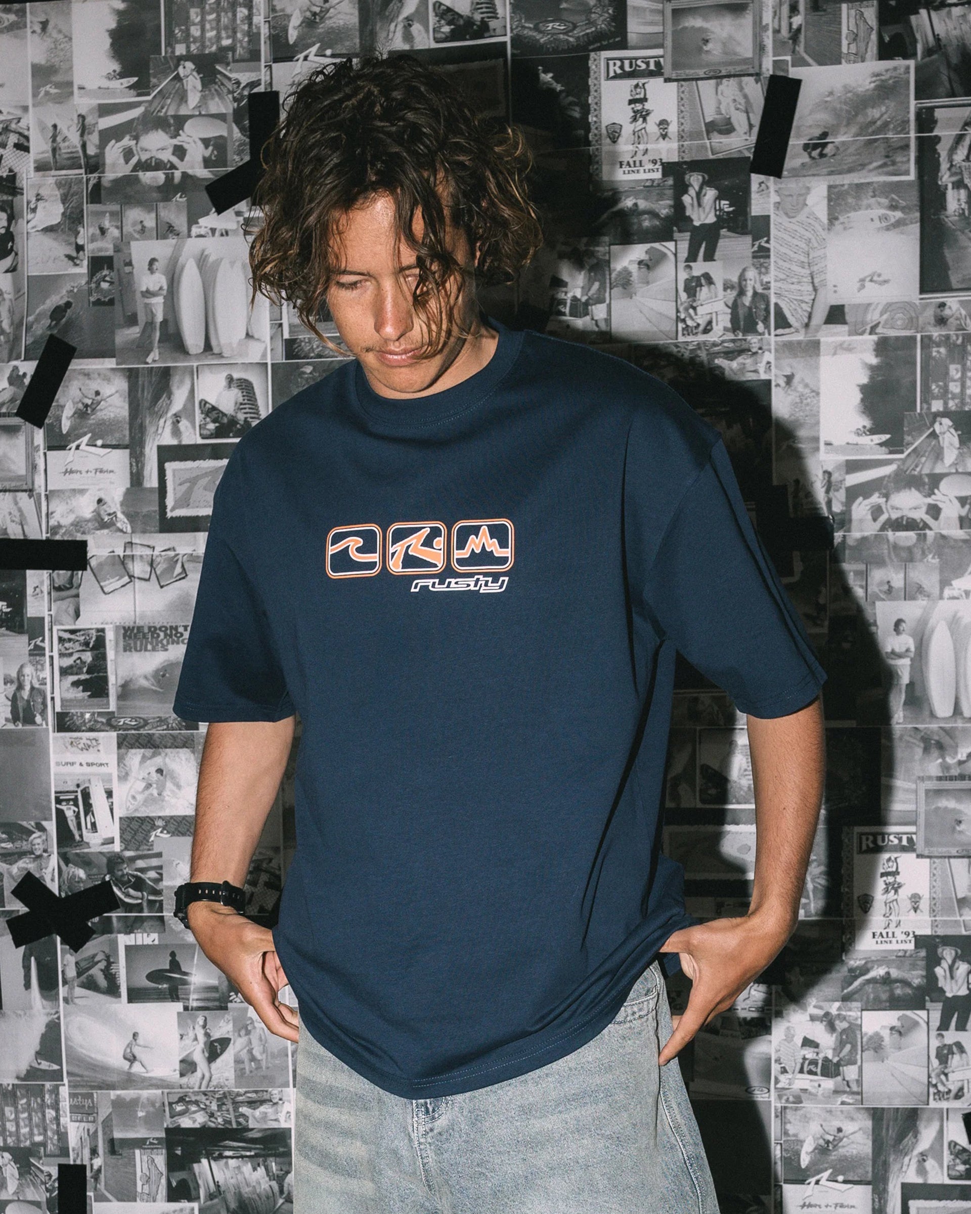 ヤギPASS THE MIC Tシャツ El.Brown Mサイズ ブルー 3 Squared Heavy S/S T-Shirt - Navy Blue – Jack's Surfboards