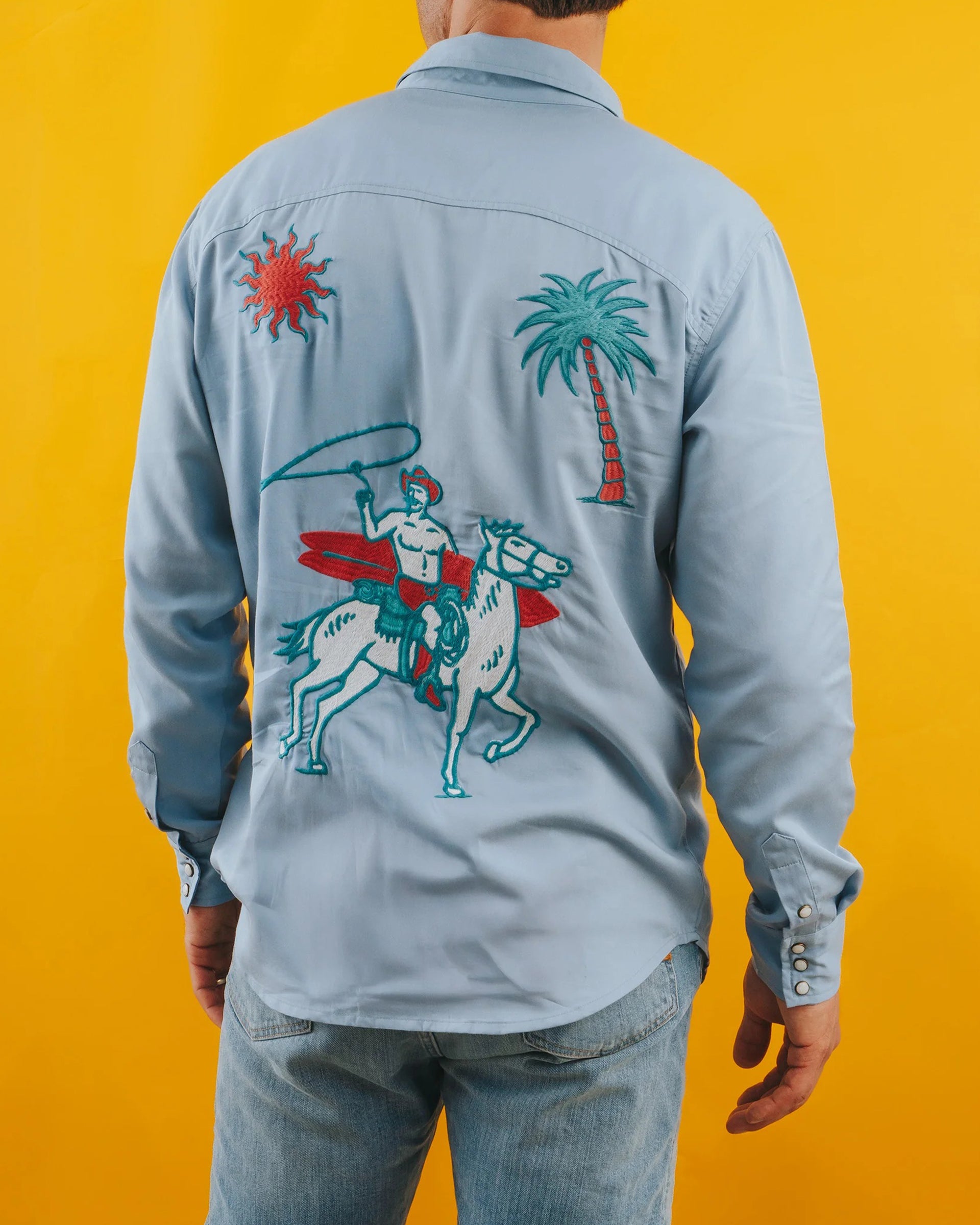 Sendero x Waco Surf Embroidered Pearl Snap L/S Shirt - Ranch and