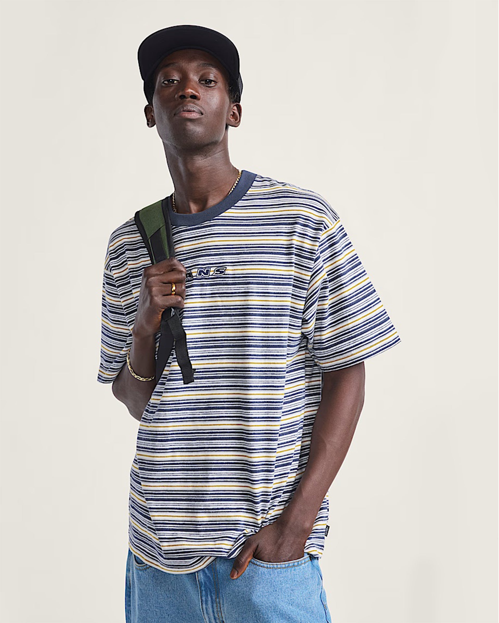 ロージーモンスター kale frill stripe shirt ブルー Cameron Stripe S/S T-Shirt - Blue/Marshmellow White – Jack's