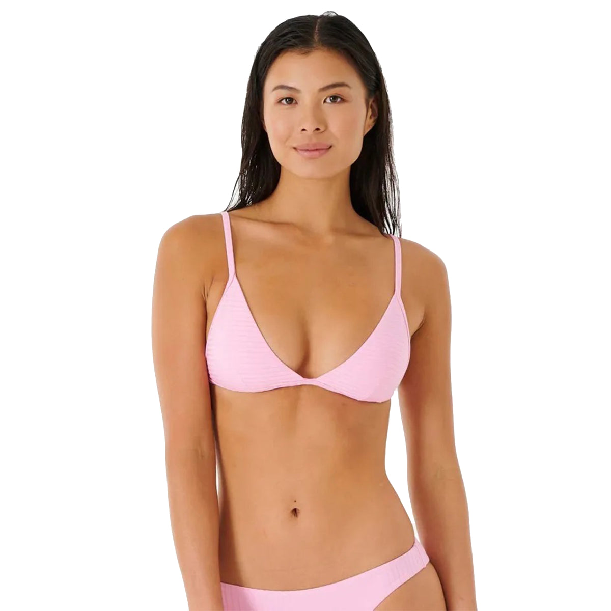 Rip Curl deep V rib triangle bikini top in red - RED