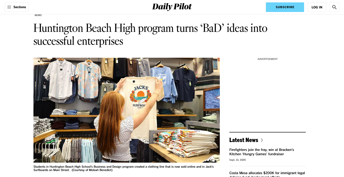 Featured in the LA Times - HBHS BaD