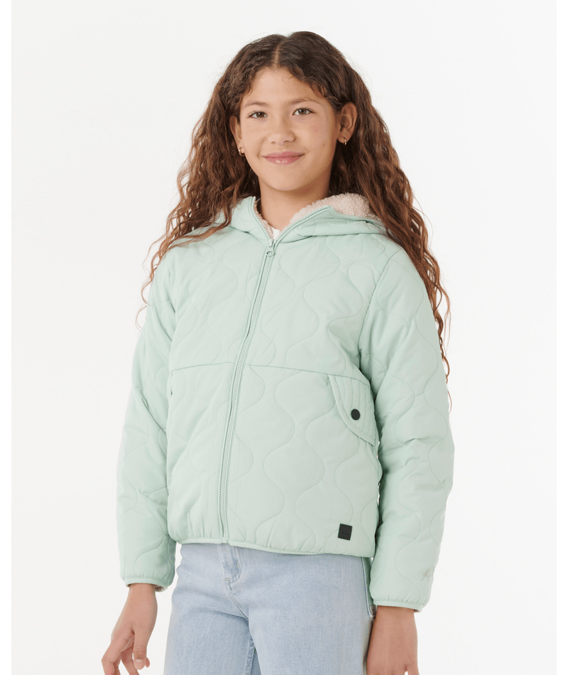 Anoeta Quilted Girls Jacket - Light Moss