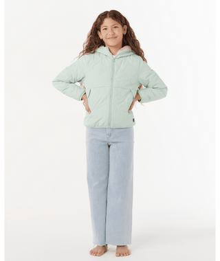 Anoeta Quilted Girls Jacket - Light Moss