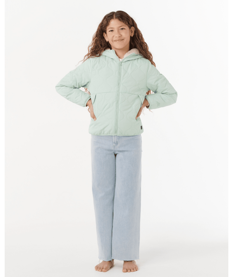 Anoeta Quilted Girls Jacket - Light Moss
