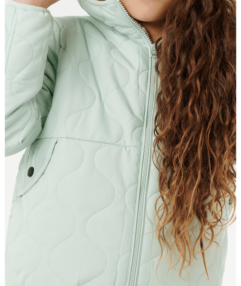 Anoeta Quilted Girls Jacket - Light Moss