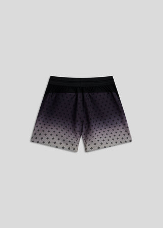 Black fade active shorts for men, hyper-breathable fabric, ideal for running and training.