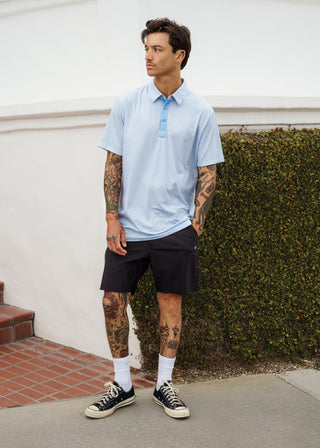Porcelain sky classic fit polo shirt, offering a modern twist on a timeless, comfortable staple.