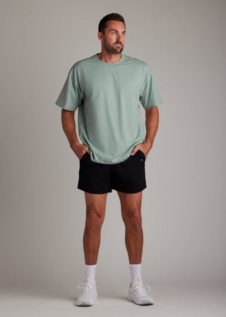 Black hyper-breathable active shorts with elasticated drawstring waistband, ideal for running and training.