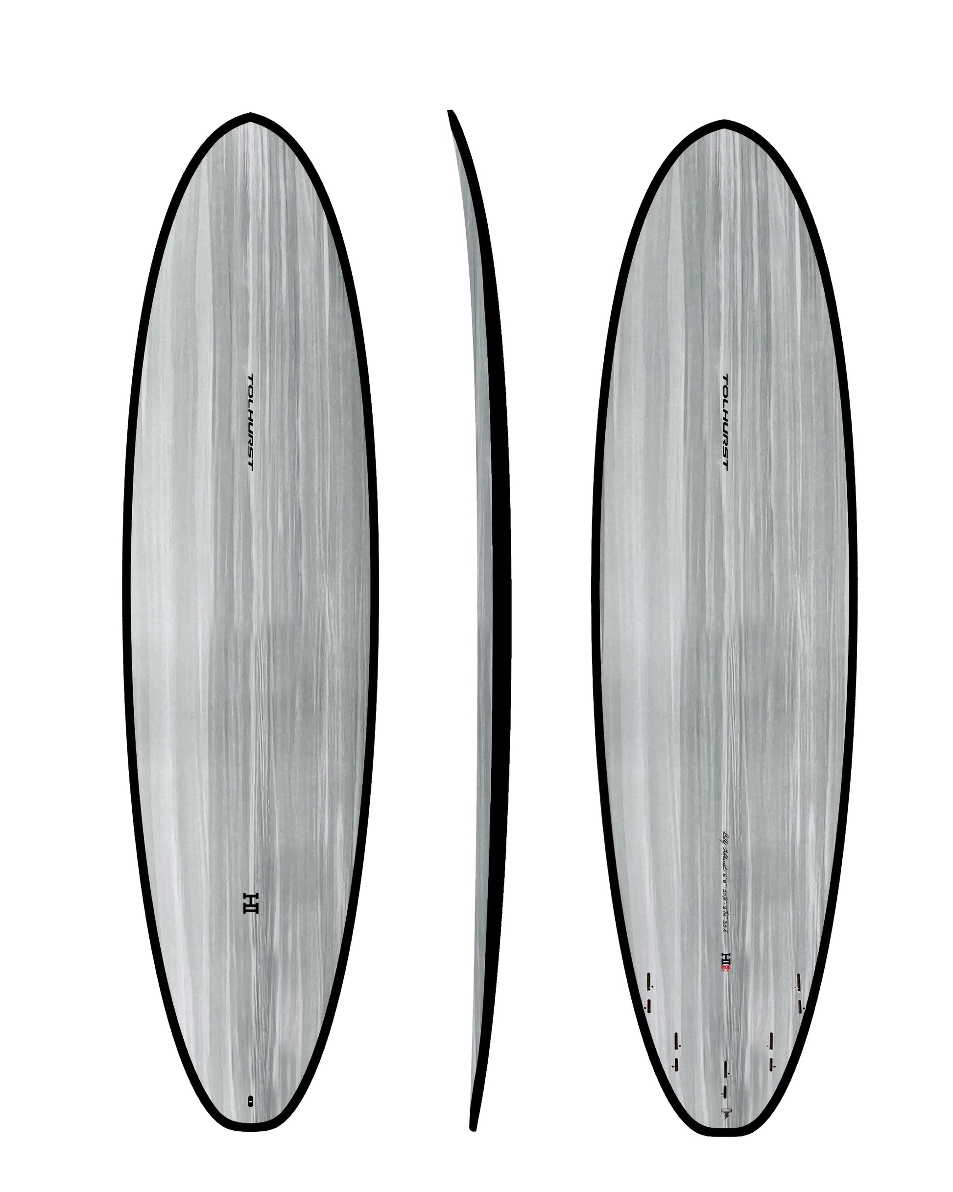 Thunderbolt MOE Thunderbolt Black Tech Mid-Length Surfboard- Gray/Carbon