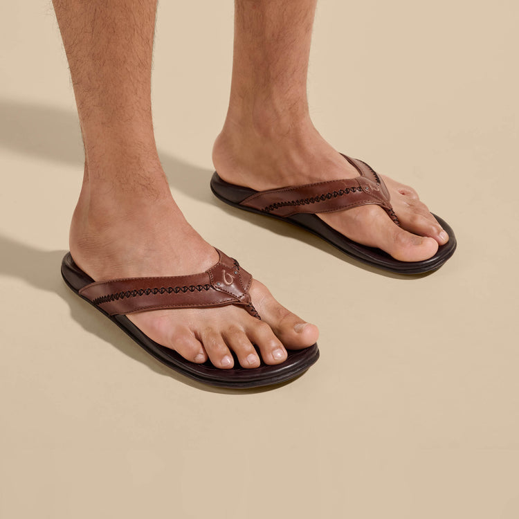 Olukai Men's Mea Ola Sandals - Tan/Dark Java