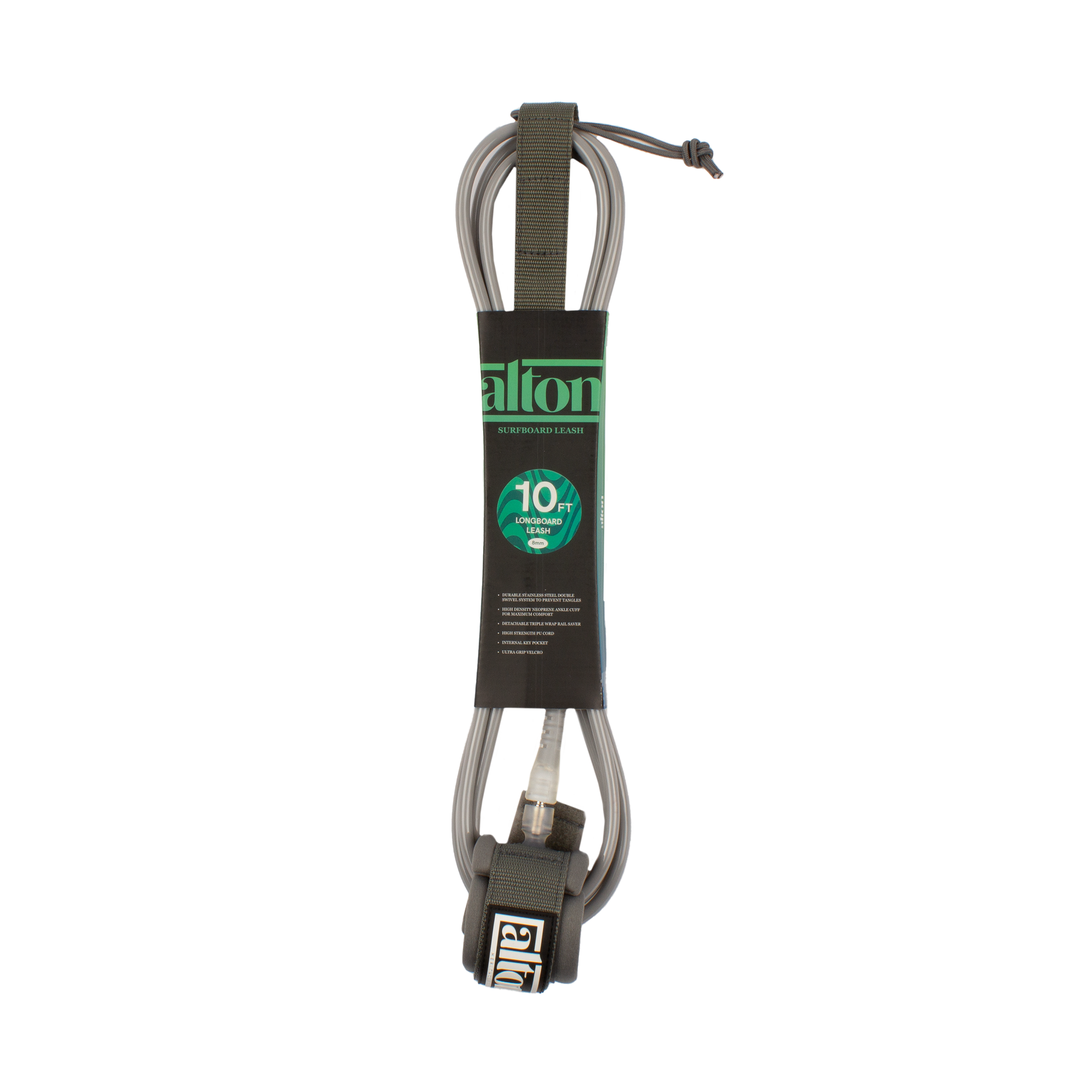 Alton Longboard Leash 10' -Gray