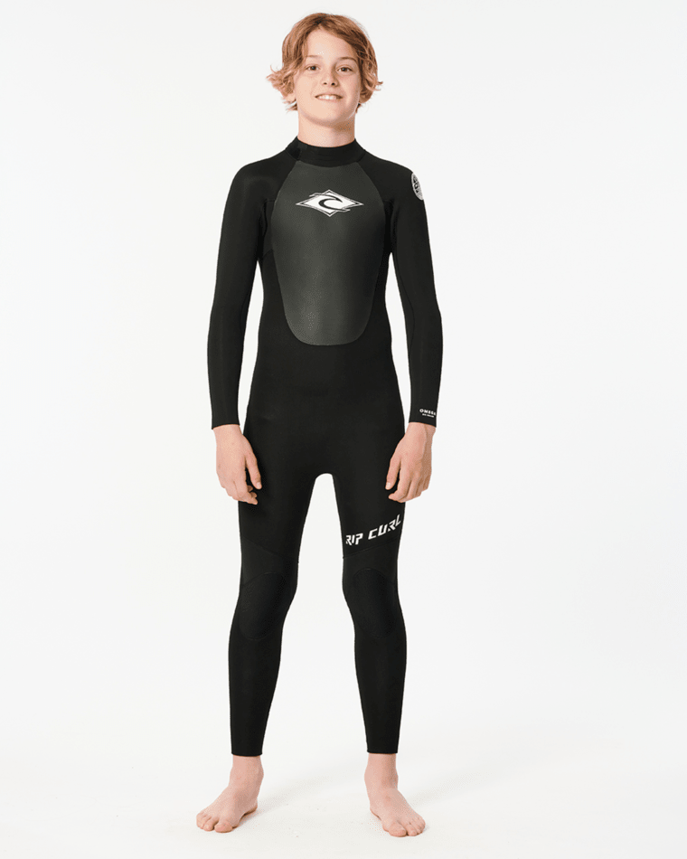 Rip Curl Kid's Omega 4/3 Back Zip Fullsuit-Black