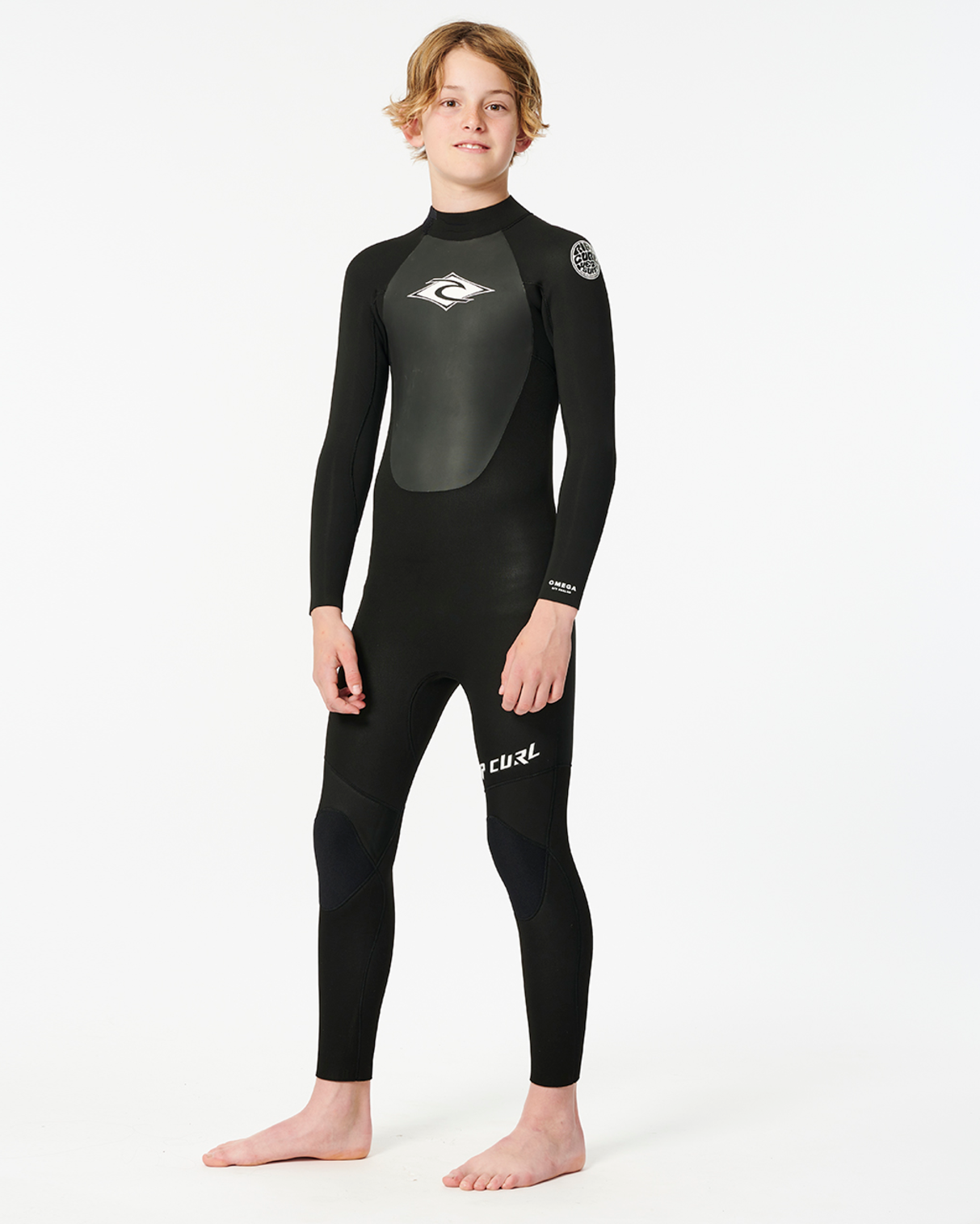 Rip Curl Kid's Omega 3/2 Back Zip Fullsuit-Black