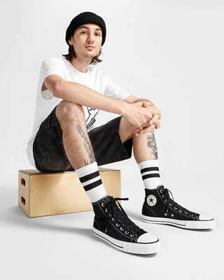 Cons CTAS Pro Hi Suede Shoe - Black/Black/White