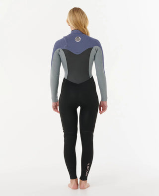 Rip Curl Women's Flashbomb Chest Zip 3/2 Fullsuit-Grey Blue
