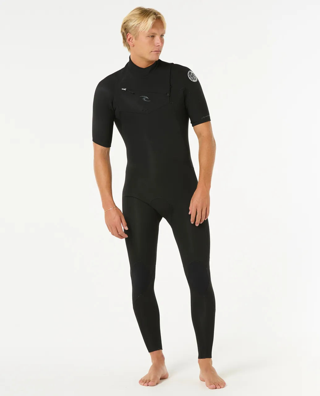 Rip Curl Men's Dawn Patrol 2/2MM Short Sleeve Chest Zip Fullsuit Wetsuit - Black