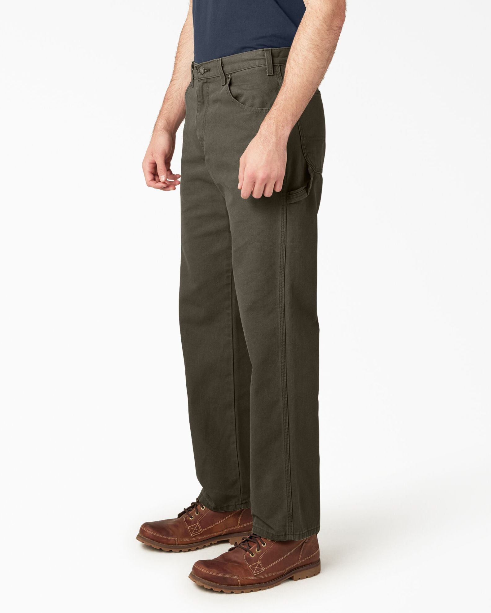 Relaxed Fit Heavyweight Duck Carpenter Pants - Rinsed Moss Green