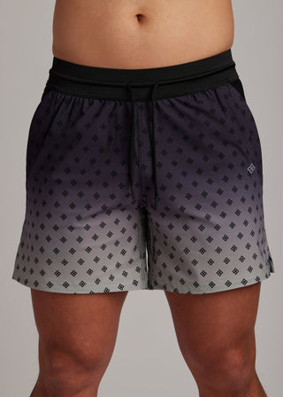 Black Fade active shorts made from hyper-breathable fabric for running, training, and casual wear.