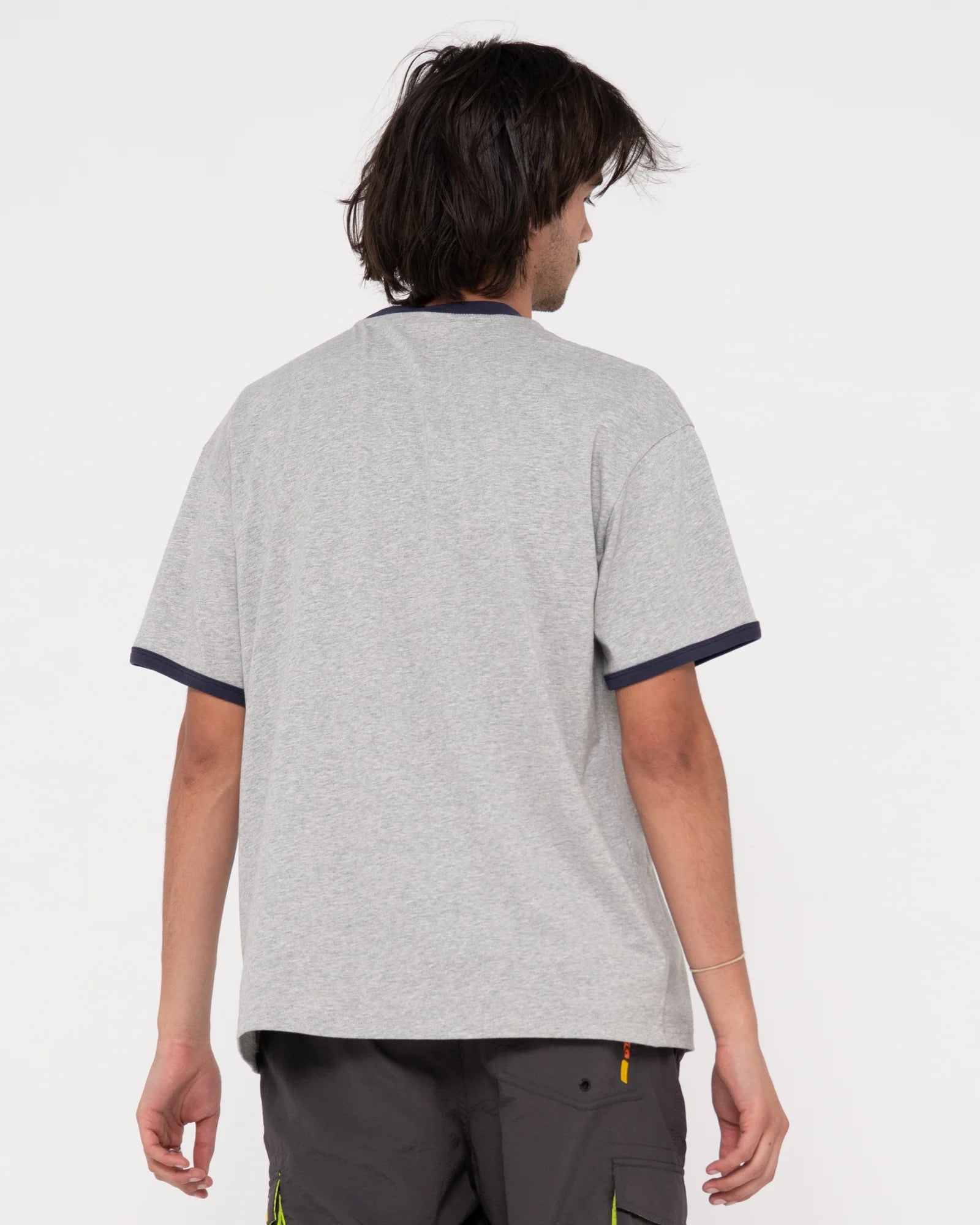 Lights Out Ringer Short Sleeve T-Shirt - Grey Marble