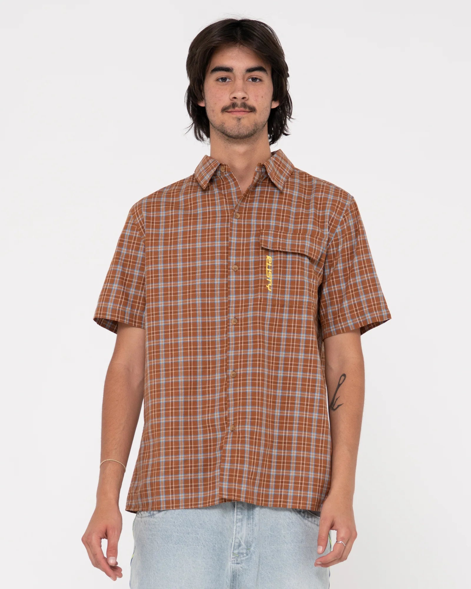 Mcfly Tech Button Up Short Sleeve Shirt- Bombay Brown