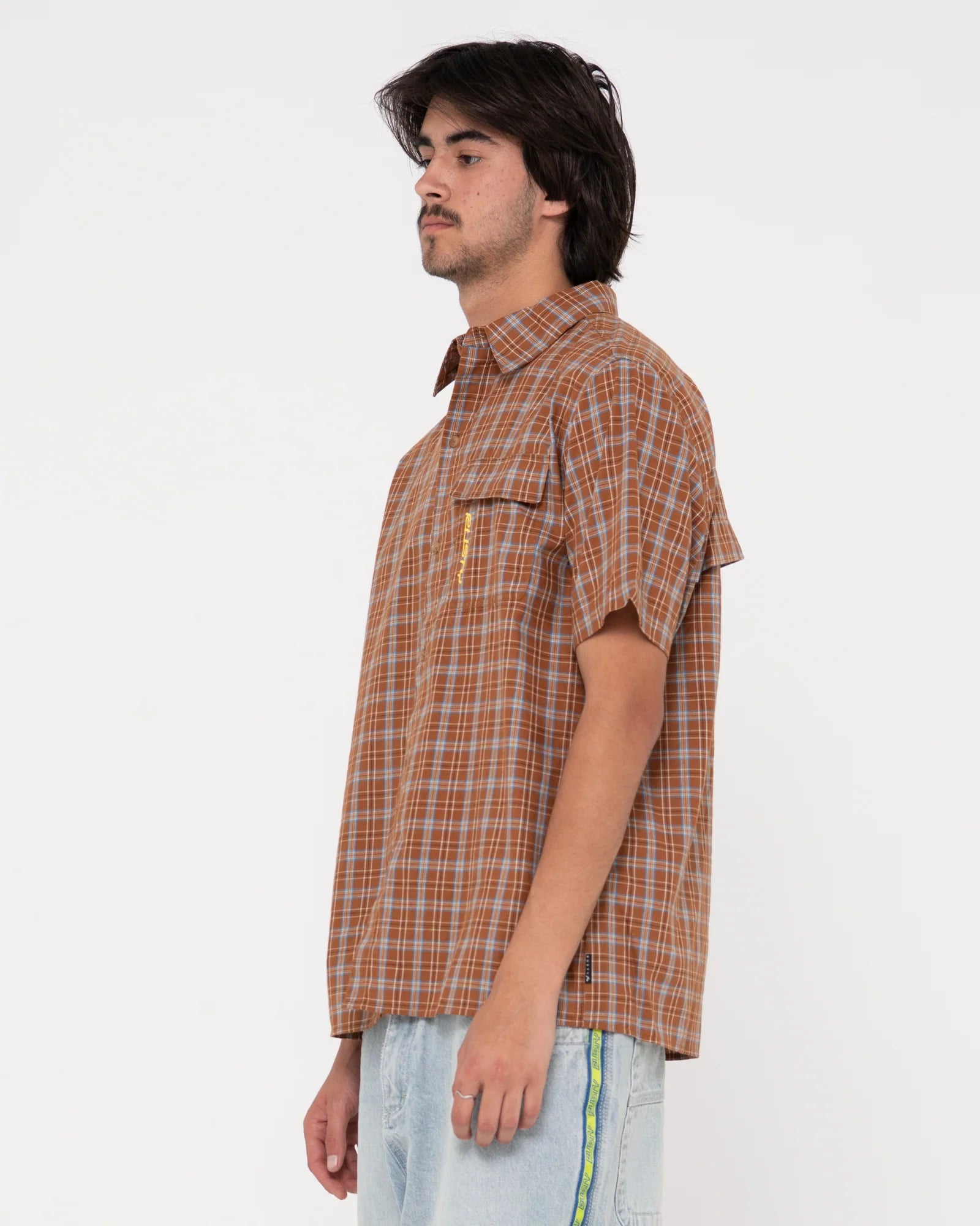 Mcfly Tech Button Up Short Sleeve Shirt- Bombay Brown