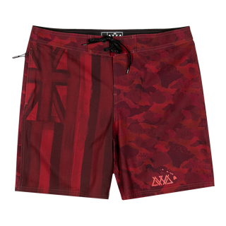 AVVA BRAND Aloha Camo 19in Boardshorts RED