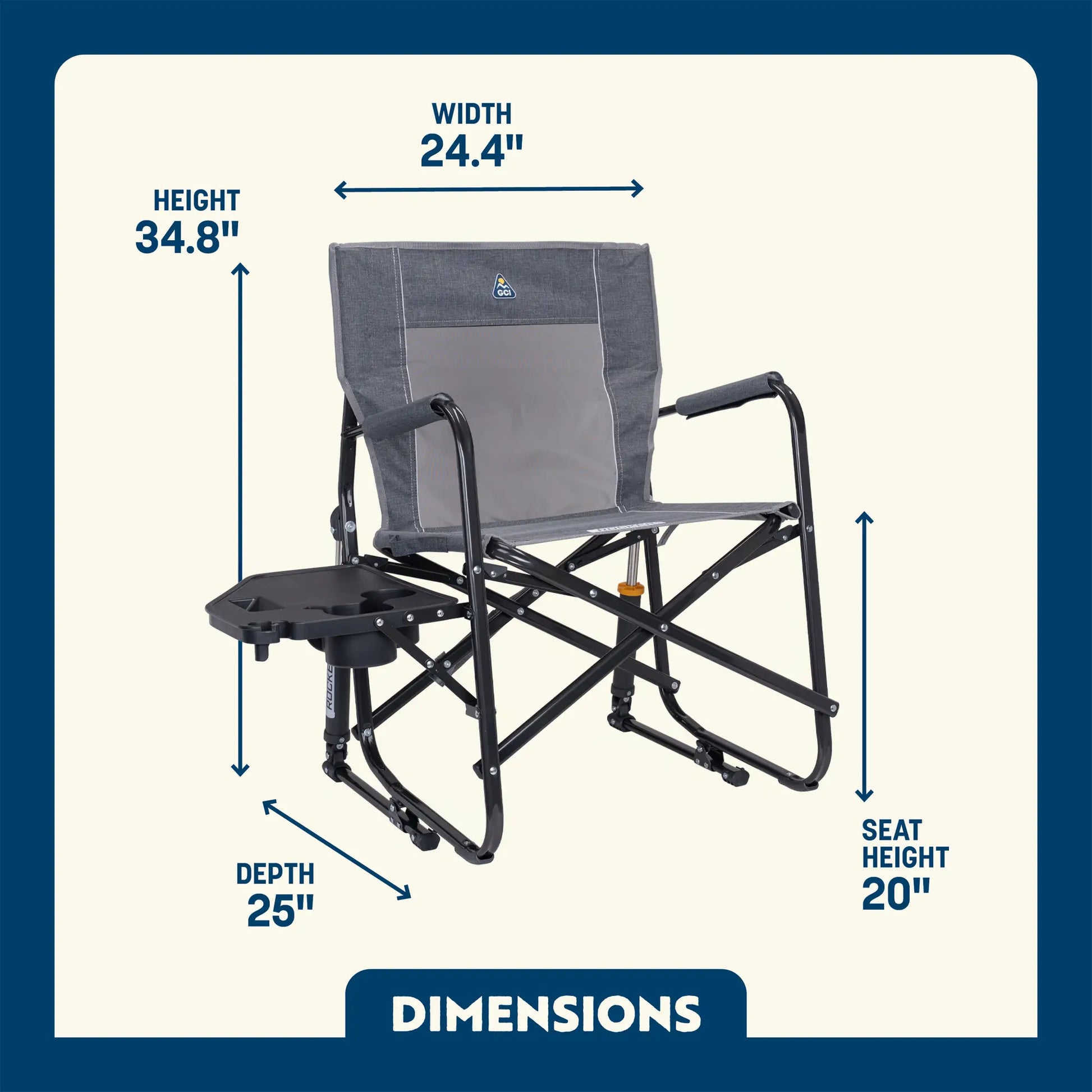GCI Outdoor Freestyle Rocker™ with Side Table Chair - Heather Pewter