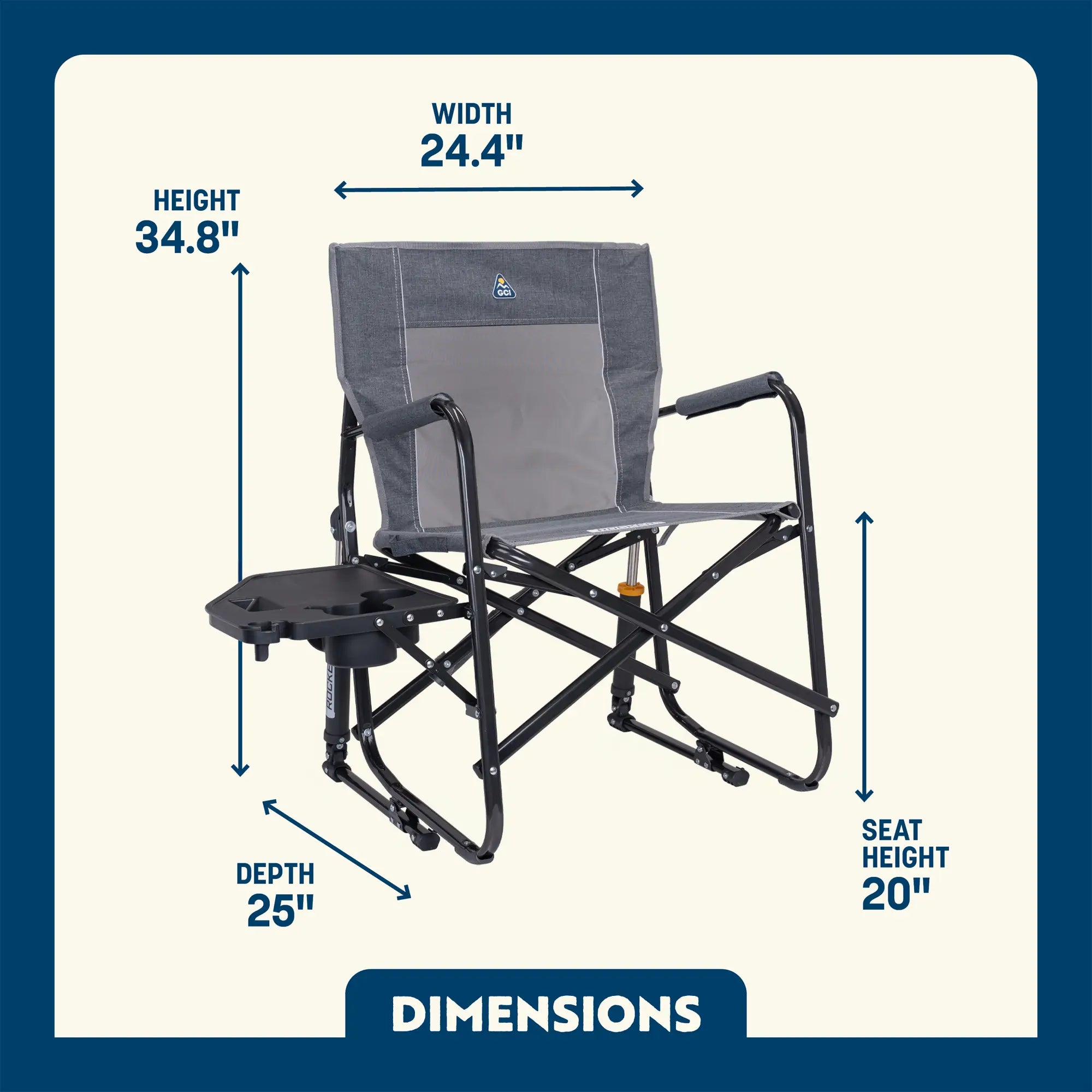 GCI Outdoor Freestyle Rocker™ with Side Table Chair - Heather Pewter