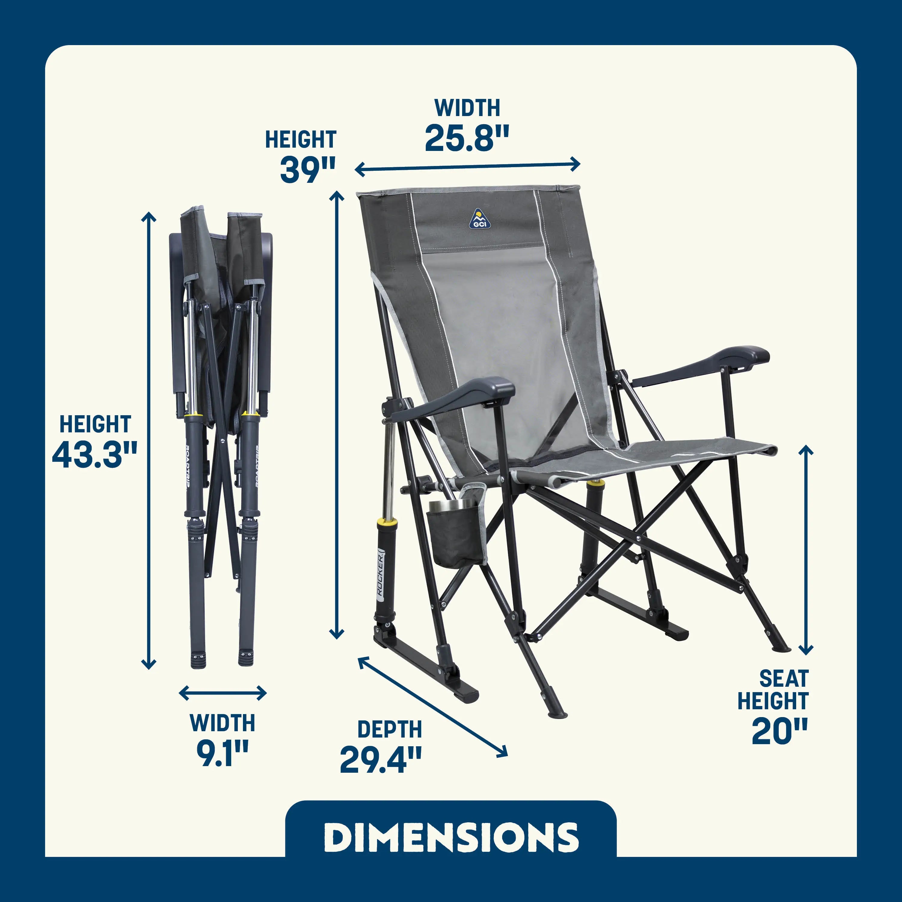 GCI Outdoor RoadTrip Rocker™ Chair - Mercury Gray