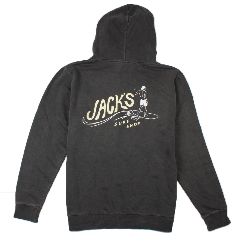 Jack's Surfboards Men's Bobber Pigment Dyed Pullover Hoodie - Black