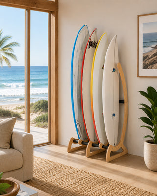 4 Board Vertical Surfboard Timber Wood Stand