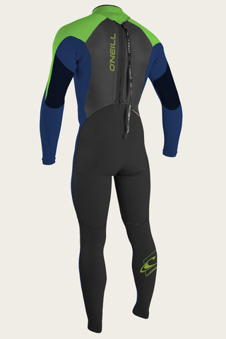 Youth Epic 3/2mm Back Zip Fullsuit - Black/Navy/Day Glow