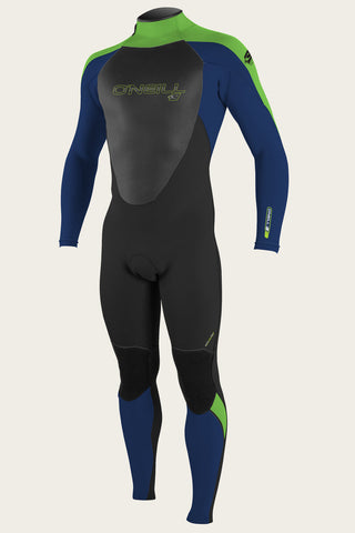 Youth Epic 3/2mm Back Zip Fullsuit - Black/Navy/Day Glow
