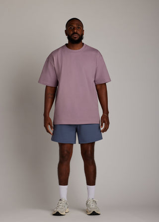Lilac oversized tee made from soft, breathable fabric for comfortable casual wear.
