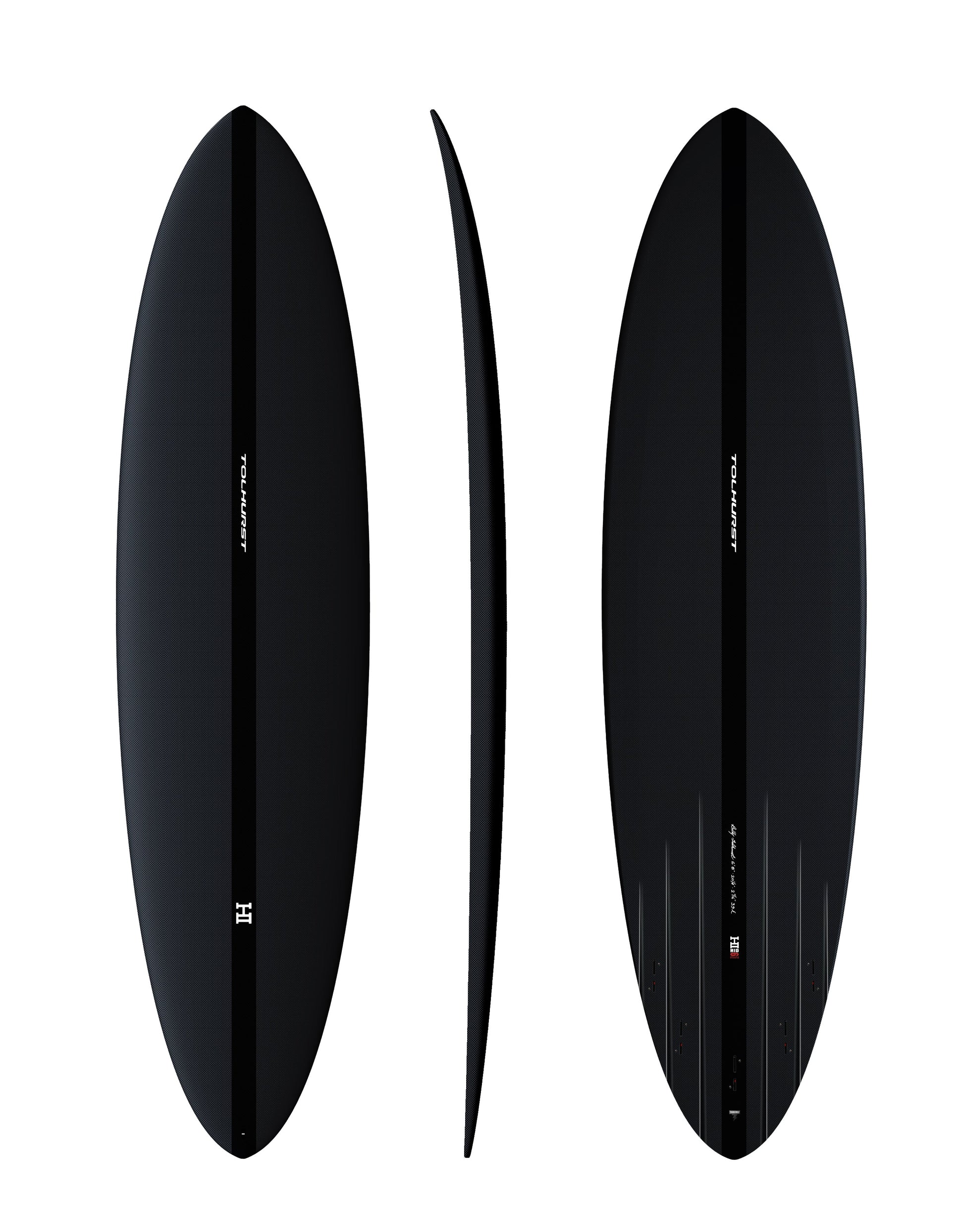 Thunderbolt x Harley Ingleby Mid 6 Mini Black Tech Surfboard-Full Carbon