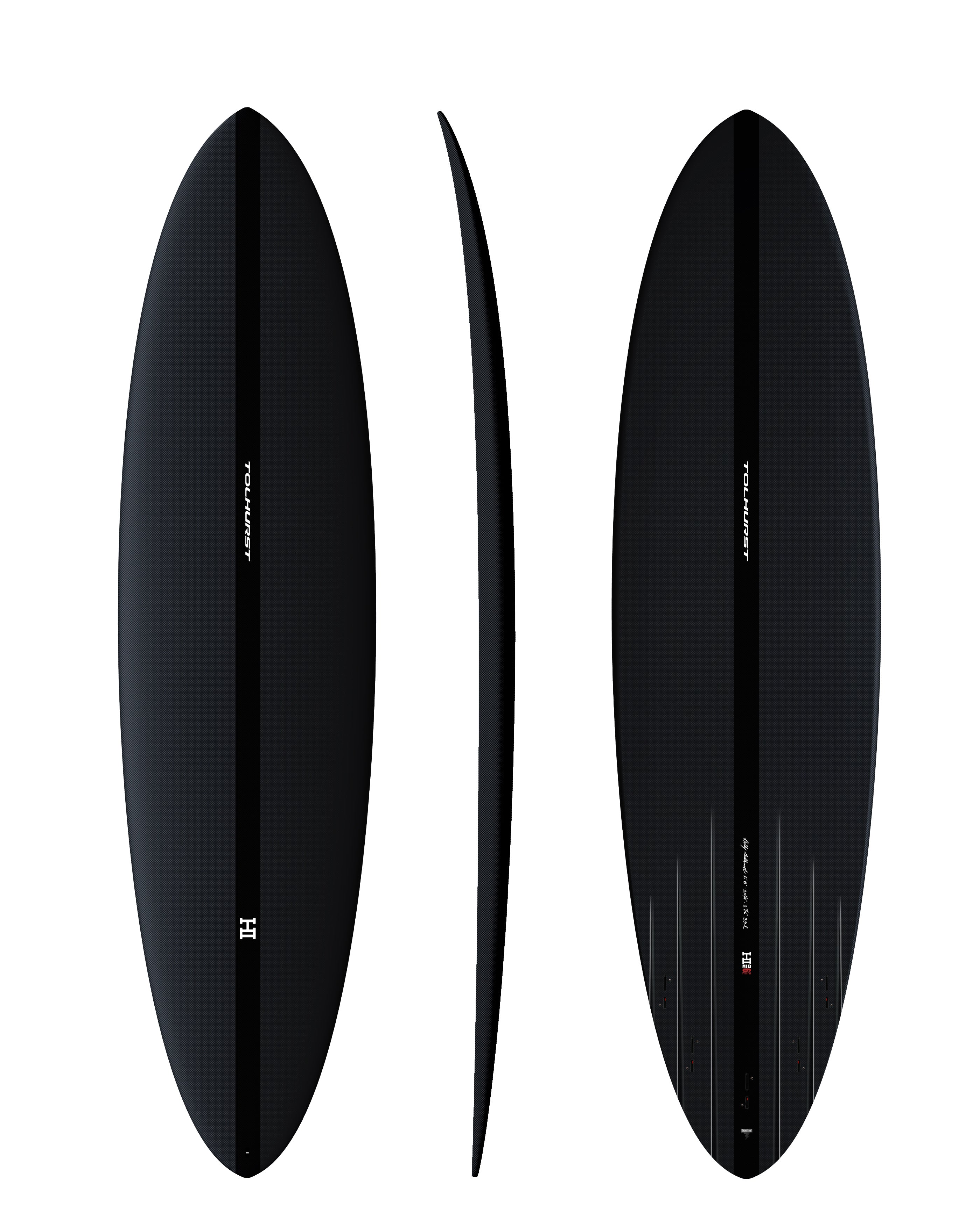 Thunderbolt x Harley Ingleby Mid 6 Mini Black Tech Surfboard-Full Carbon