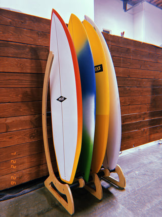 4 Board Vertical Surfboard Timber Wood Stand