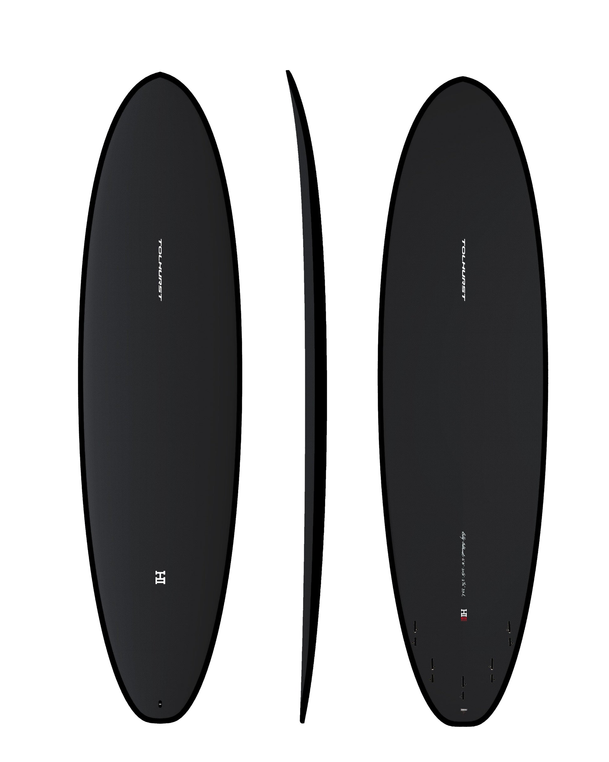 Thunderbolt MOE Thunderbolt Black Tech Mid-Length Surfboard- Full Carbon