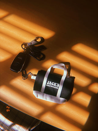 Mini Tote Bag Charm - Black/Cream