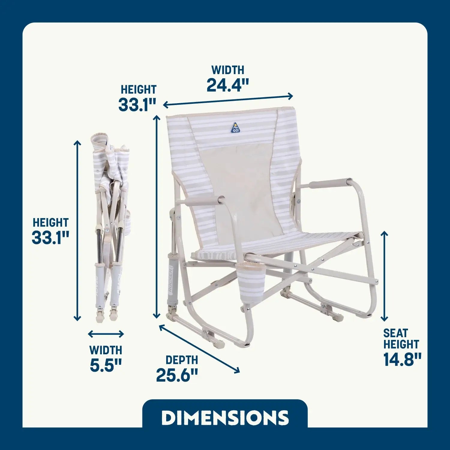 GCI Outdoor Beach Rocker™ Chair - Neutral Stripe