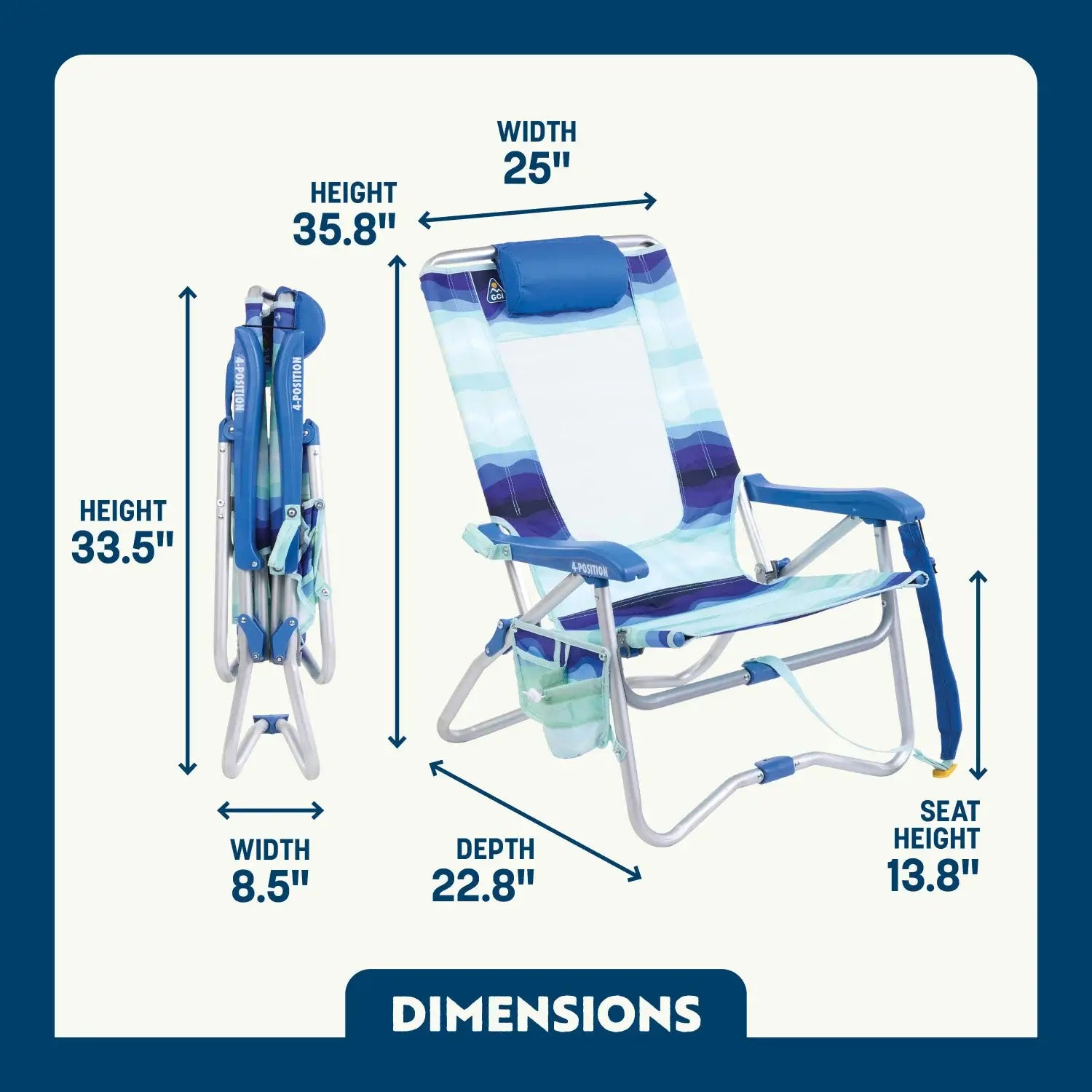 GCI Outdoor Bi-Fold Beach Chair™ - Wave