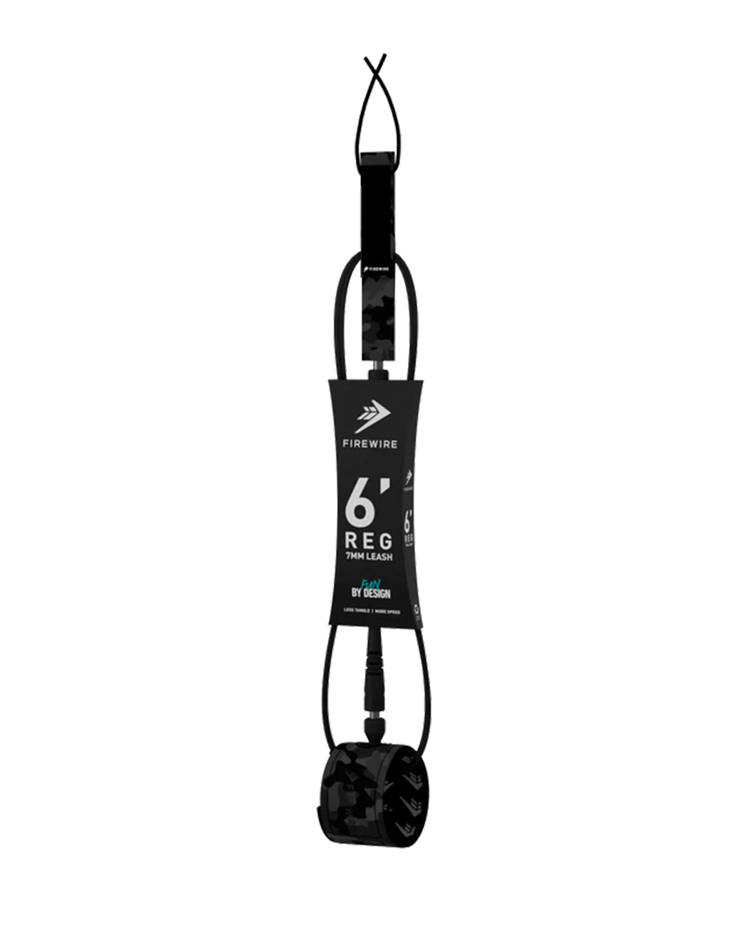 Firewire All Day 7mm Regular Leash- 6'0"- Black Camo